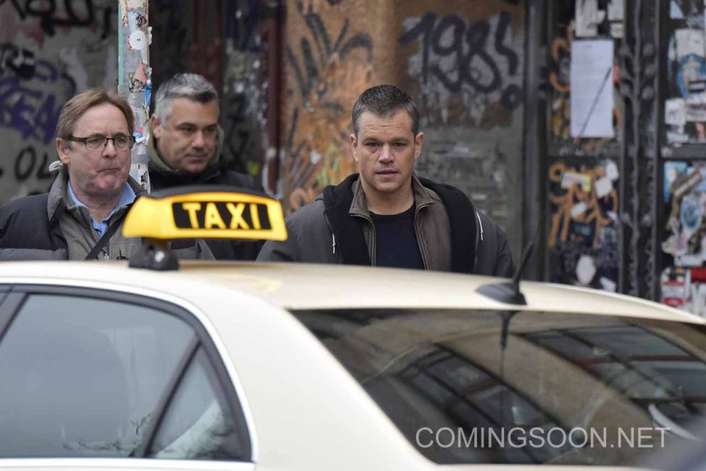 Matt Damon filming the 5th installment of the Bourne series with German action actor Vinzenz Kiefer in Kreuzberg which doubles for Prenzlauer Berg. Featuring: Matt Damon Where: Berlin, Germany When: 25 Nov 2015 Credit: WENN.com