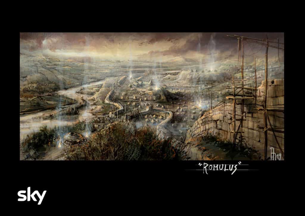 l’illustrazione di riccardo monti art director mostra una delle ambientazioni di romulus che saranno rico4161