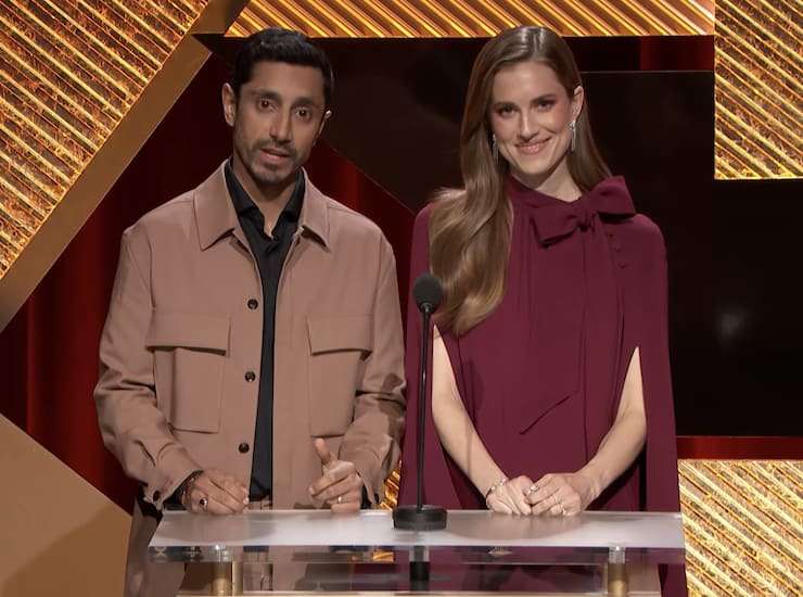 Allison Williams e Riz Ahmed presentano le nomination agli Oscar 2023 (fonte: Oscars)