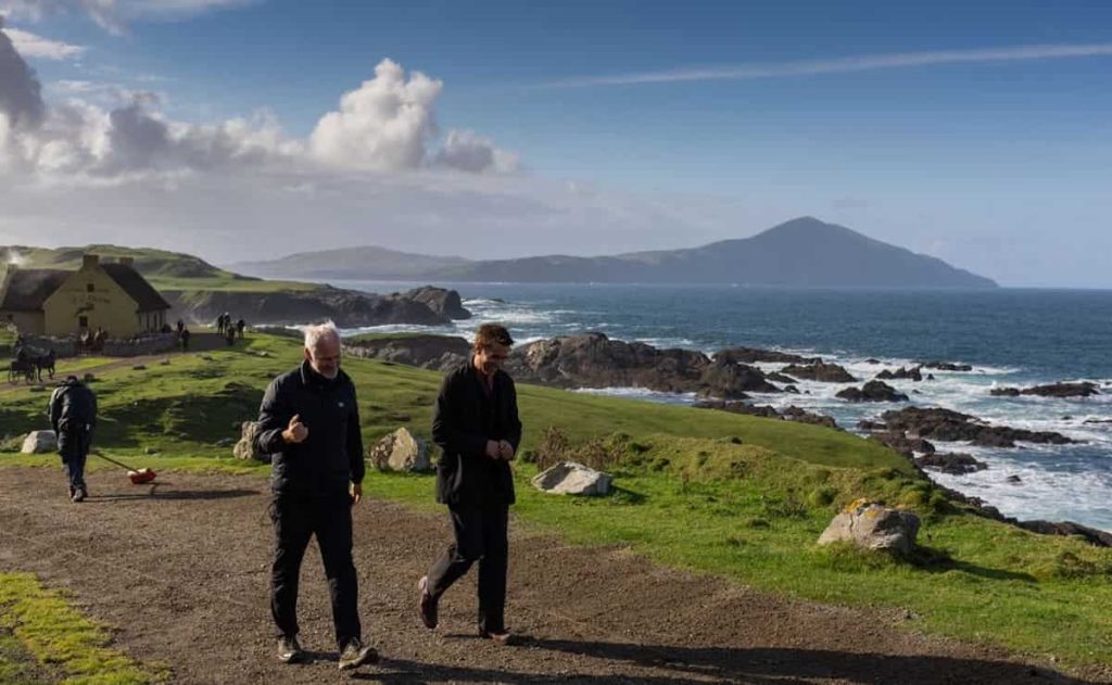 Martin McDonagh e Colin Farrell sul set de Gli Spiriti dell'Isola (fonte: Biennale)