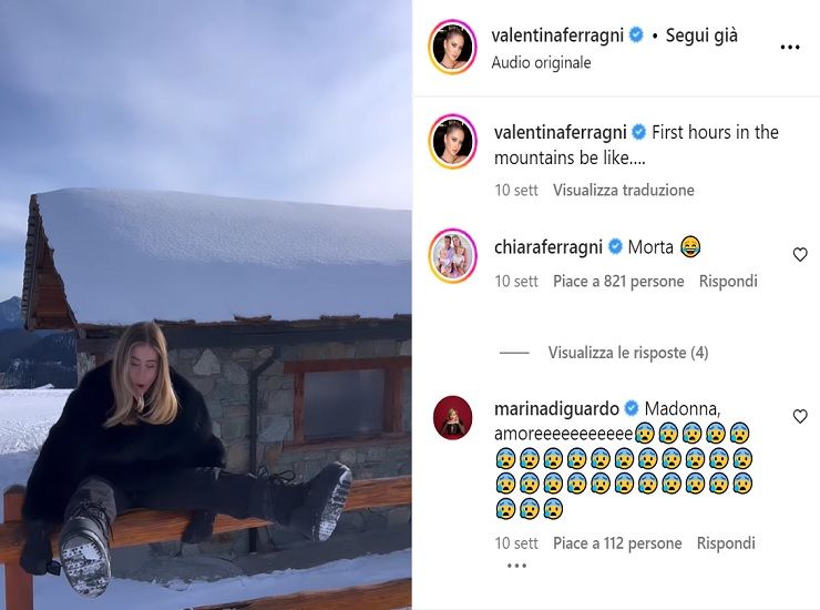 Valentina Ferragni mentre cade sulla neve 