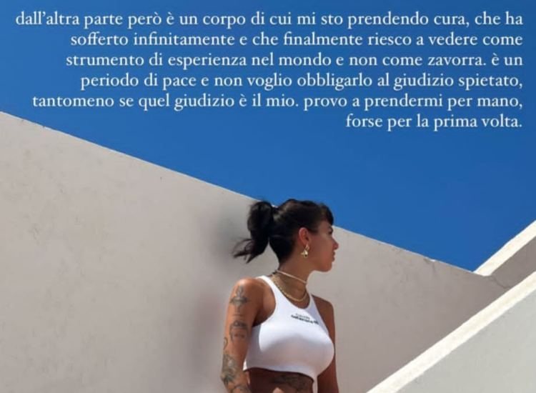 Giorgia Soleri risponde ad un fan per l'aumento di peso