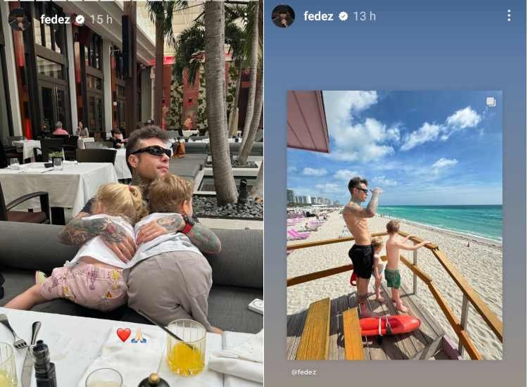 Fedez a Miami con i suoi figli