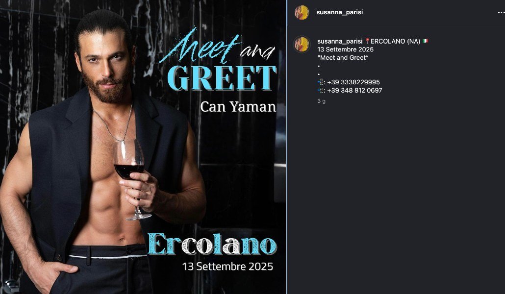La locandina dell'evento con Can Yaman